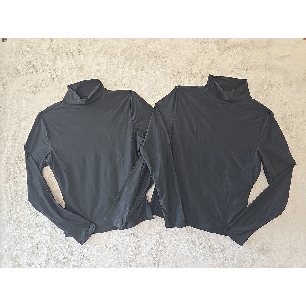 2- Wild Fable Black Fitted Long Sleeve New Mock Turtleneck Top Shirt Women Small
